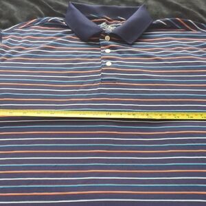 Walter Hagen Men's Polo - Navy with Colorful Stripes
